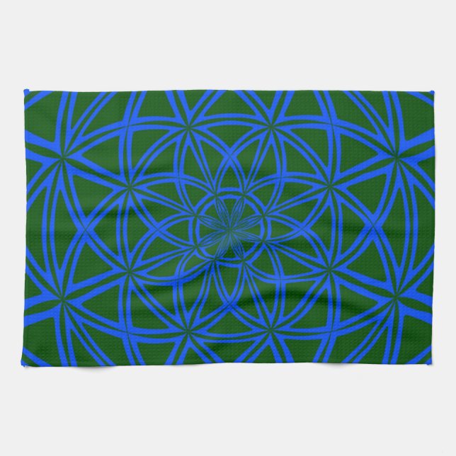 Kitchen towel with green blue Abstract Design (Horizontal)