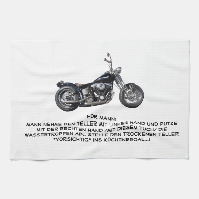 Kitchen towel with motorcycle and text (Horizontal)