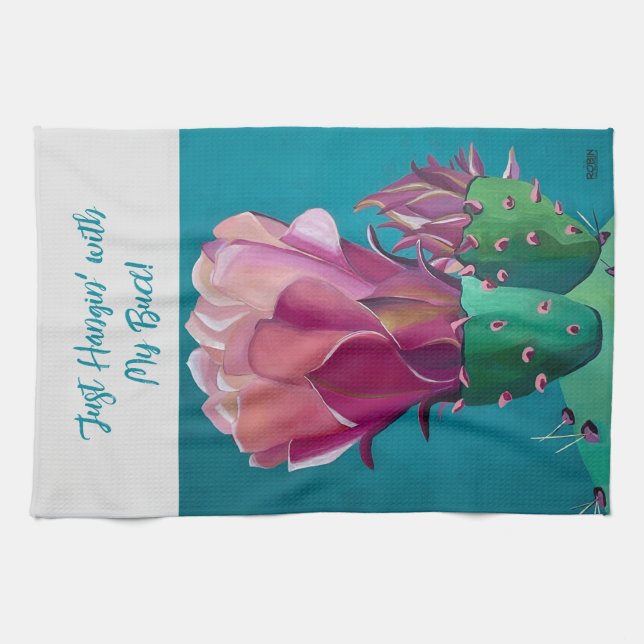 Kitchen Towel with Prickly Pear Cactus (Horizontal)
