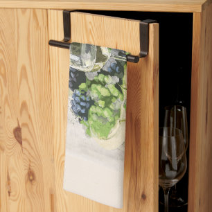 Kitchen Towel with Wine Glasses & Fruit