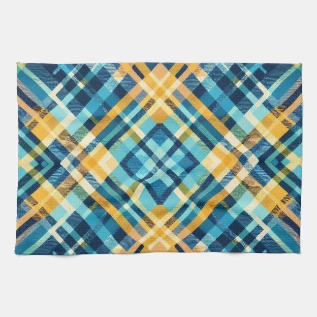 Kitchen Towel Yellow Plaid Design (Horizontal)