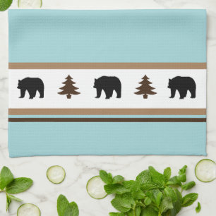 Kitchen Towel-Yellowstone Lodge 3 Bear and Trees Kitchen Towel