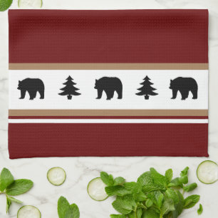 Kitchen Towel-Yellowstone Lodge 3 Bear and Trees Kitchen Towel