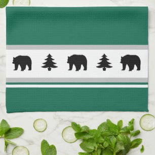 Kitchen Towel-Yellowstone Lodge 3 Bear and Trees Towel