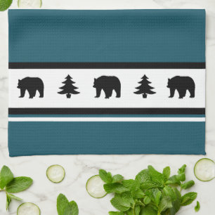 Kitchen Towel-Yellowstone Lodge 3 Bear and Trees Towel