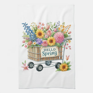 Kitchen Towels-Hello Spring Floral Kitchen Towels