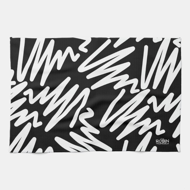 Kitchen Towels with Black and White DooWop (Horizontal)