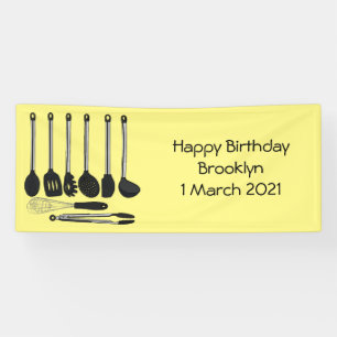 Kitchen utensil cartoon illustration banner