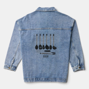 Kitchen utensil cartoon illustration denim jacket