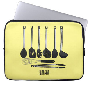Kitchen utensil cartoon illustration  laptop sleeve
