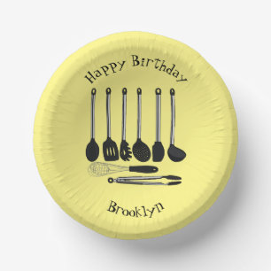 Kitchen utensil cartoon illustration paper plate