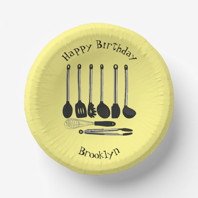Kitchen utensil cartoon illustration paper plate (Front)
