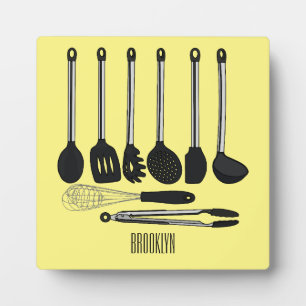 Kitchen utensil cartoon illustration  plaque