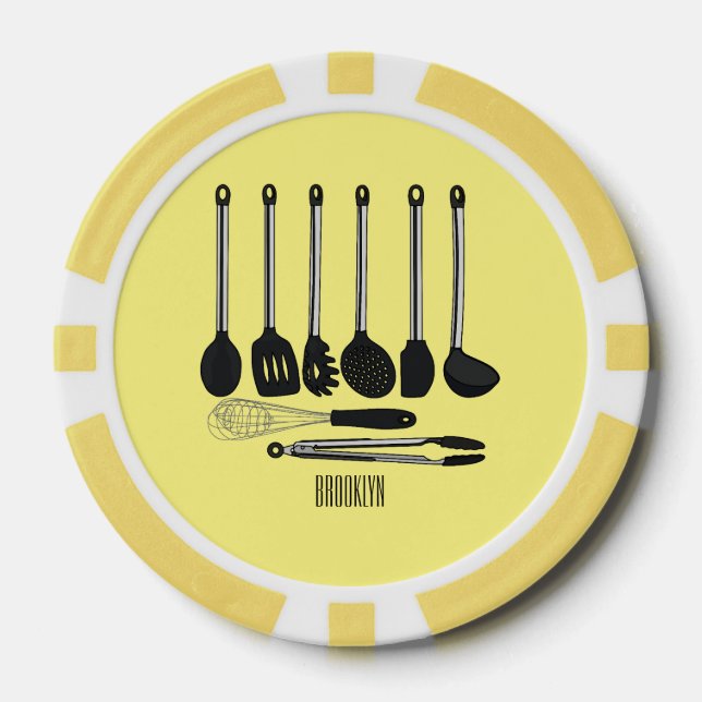 Kitchen utensil cartoon illustration  poker chips (Front)