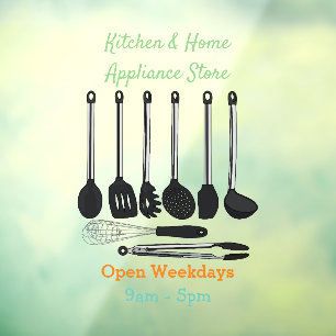 Kitchen utensil cartoon illustration window cling