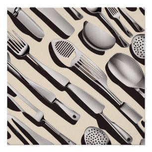 Kitchen Utensil Theme Wrapping Paper Poster