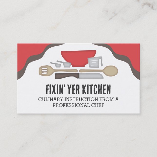 Kitchen utensils baking cooking chef catering business card (Front)