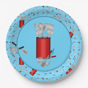 Kitchen Utensils, Blue-Paper Plates