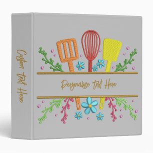 Kitchen Utensils Colourful Personalize Recipe Binder