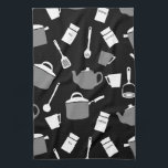 Kitchen Utensils & Cookware | Black White & Grey Kitchen Towel<br><div class="desc">Modern kitchen town features a fun and whimsical kitchen utensil pattern in a modern black and white colour palette with grey accents. A stylishly fun and whimsical addition to your kitchen towel collection, thoughtful modern home gift for the cook in your life, or stylish kitchen gift for any occasion. Designed...</div>