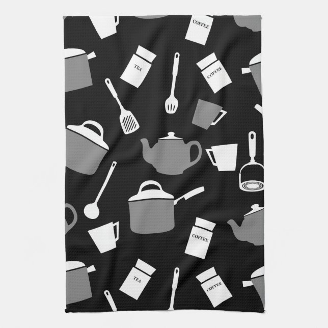 Kitchen Utensils & Cookware | Black White & Grey Towel (Vertical)