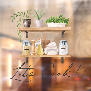 Kitchen Utensils Food Watercolor Quote Window Cling