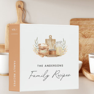 Kitchen Utensils Food Watercolor Recipe Book Binder