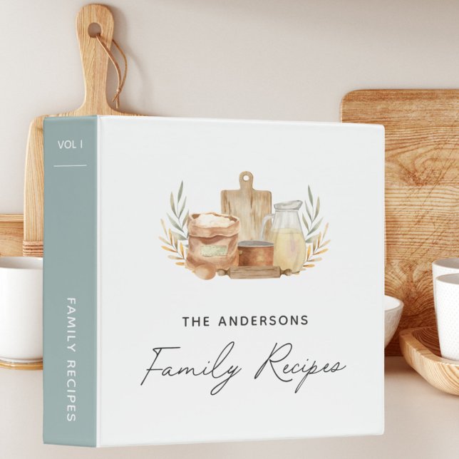 Kitchen Utensils Food Watercolor Recipe Book Binder (In situ kitchen table)