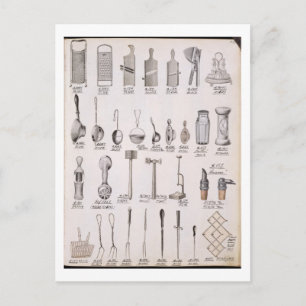 Kitchen utensils, from a trade catalogue of domest postcard