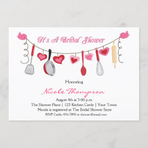 Kitchen Utensils, Heart Garland Shower Invitation