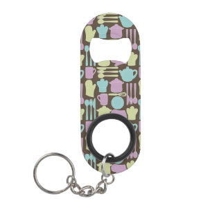 Kitchen Utensils Pattern 2 Keychain Bottle Opener
