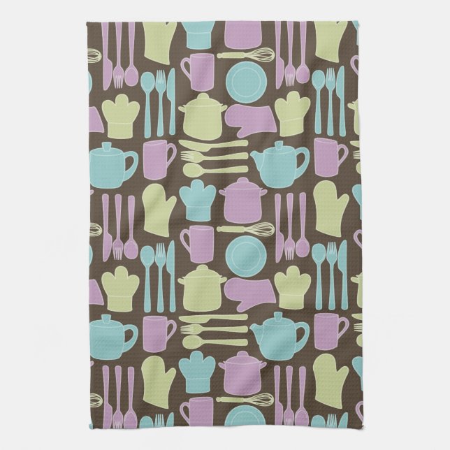 Kitchen Utensils Pattern 2 Kitchen Towel (Vertical)