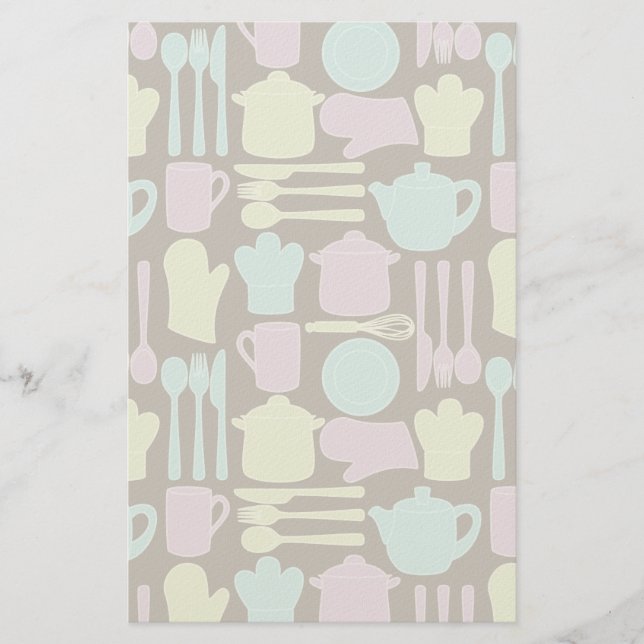 Kitchen Utensils Pattern 2 Stationery (Front)