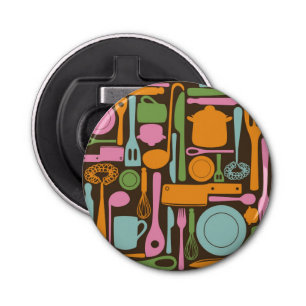 Kitchen Utensils Pattern 3 Bottle Opener
