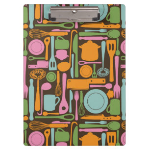Kitchen Utensils Pattern 3 Clipboard