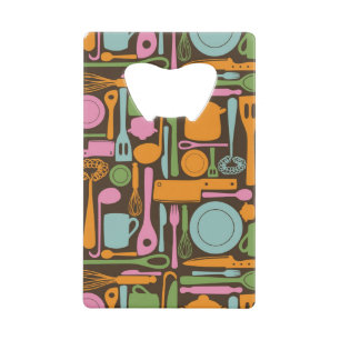 Kitchen Utensils Pattern 3 Credit Card Bottle Opener