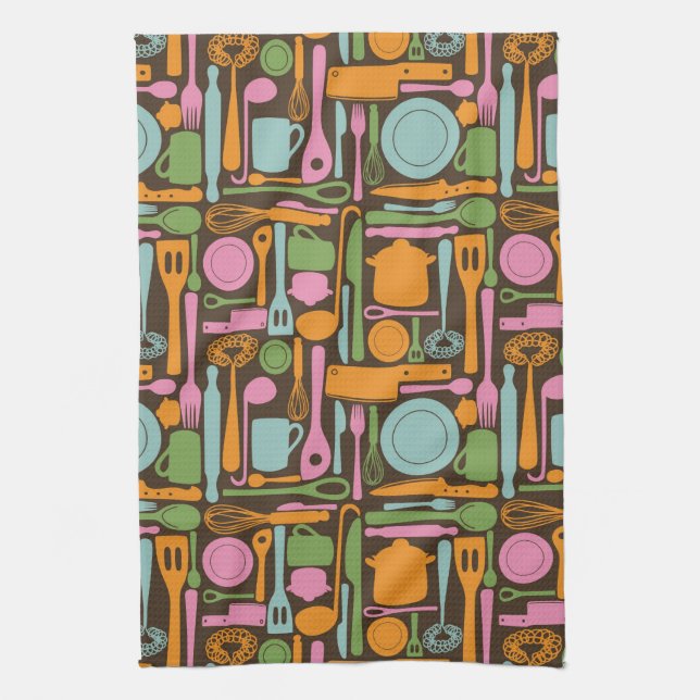 Kitchen Utensils Pattern 3 Kitchen Towel (Vertical)