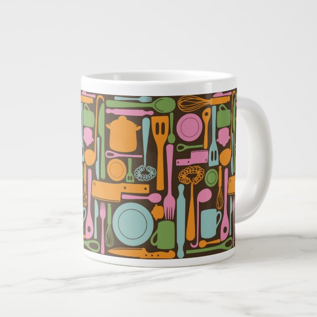 Kitchen Utensils Pattern 3 Large Coffee Mug (Front Right)