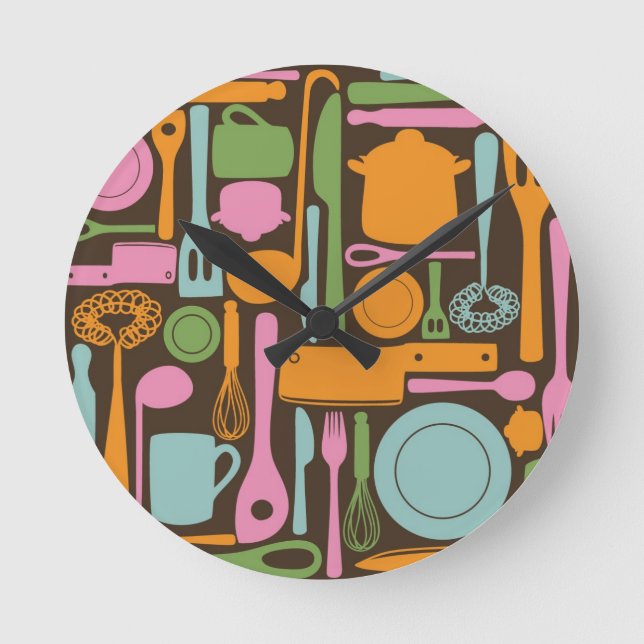Kitchen Utensils Pattern 3 Round Clock (Front)