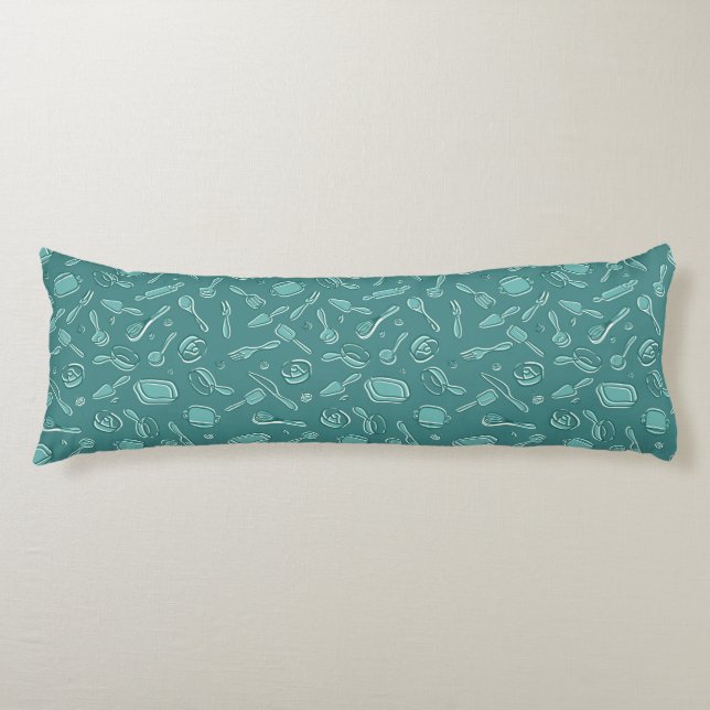 Kitchen Utensils Pattern Body Pillow (Front)