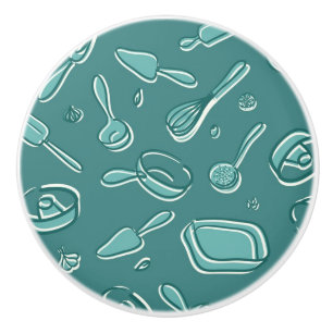 Kitchen Utensils Pattern Ceramic Knob