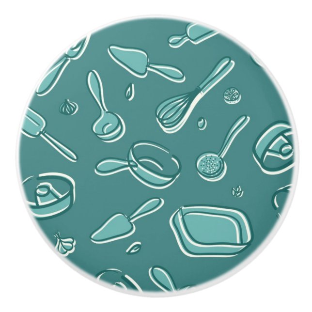 Kitchen Utensils Pattern Ceramic Knob (Front)