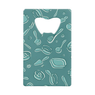 Kitchen Utensils Pattern Credit Card Bottle Opener
