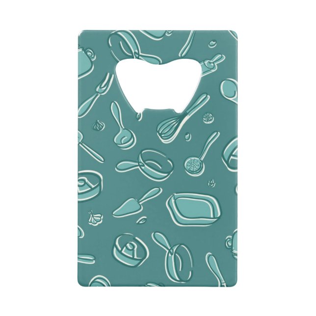 Kitchen Utensils Pattern Credit Card Bottle Opener (Front)