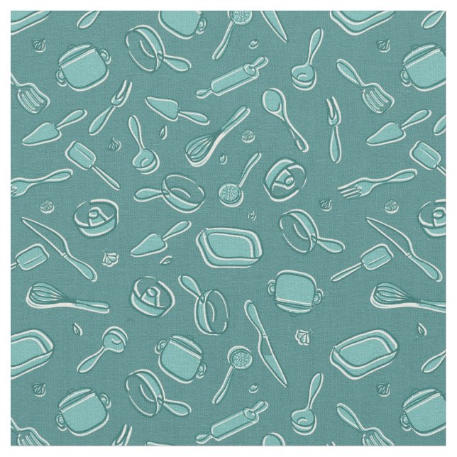 Kitchen Utensils Pattern Fabric (Close Up)