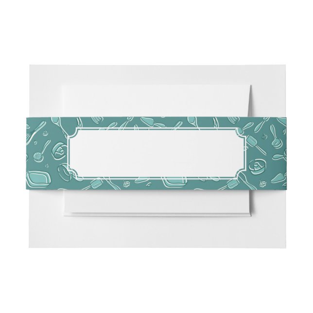 Kitchen Utensils Pattern Invitation Belly Band (Front Example)