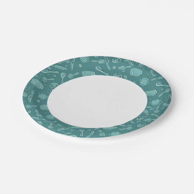Kitchen Utensils Pattern Paper Plate (Angled)