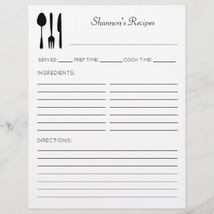 Kitchen Utensils Personalized Recipe Pages