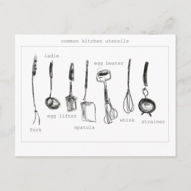 Kitchen utensils postcard (Front)