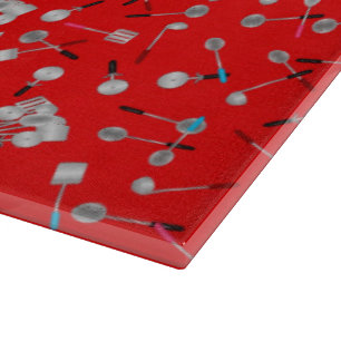 Kitchen Utensils Red-15x11 GLASS CUTTING BOARD